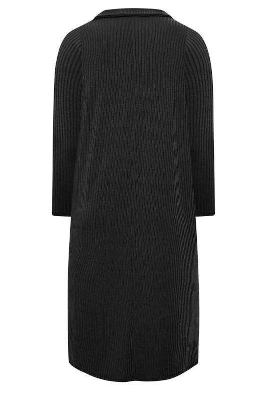 Curve Plus Size Black Ribbed Spilt Sides Midi Dress | Yours Clothing 7