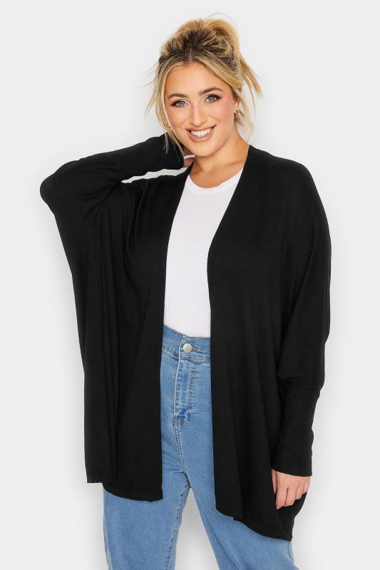 YOURS Plus Size Black Batwing Sleeve Cardigan | Yours Clothing 1