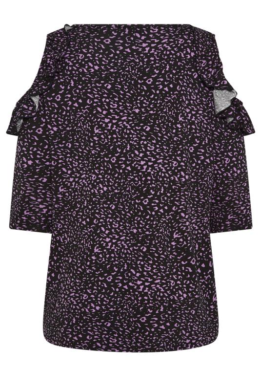 YOURS Plus Size Black Leopard Print Cold Shoulder Top | Yours Clothing 7