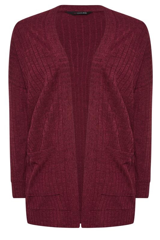 YOURS Plus Size Burgundy Red Ribbed Pocket Cardigan | Yours Clothing 6