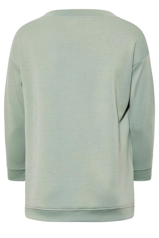 Plus Size Sage Green Side Zip Sweatshirt | Yours Clothing 7