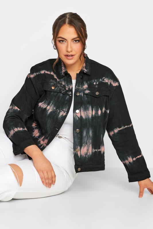 LIMITED COLLECTION Plus Size Black Tie Dye Denim Jacket | Yours Clothing 4
