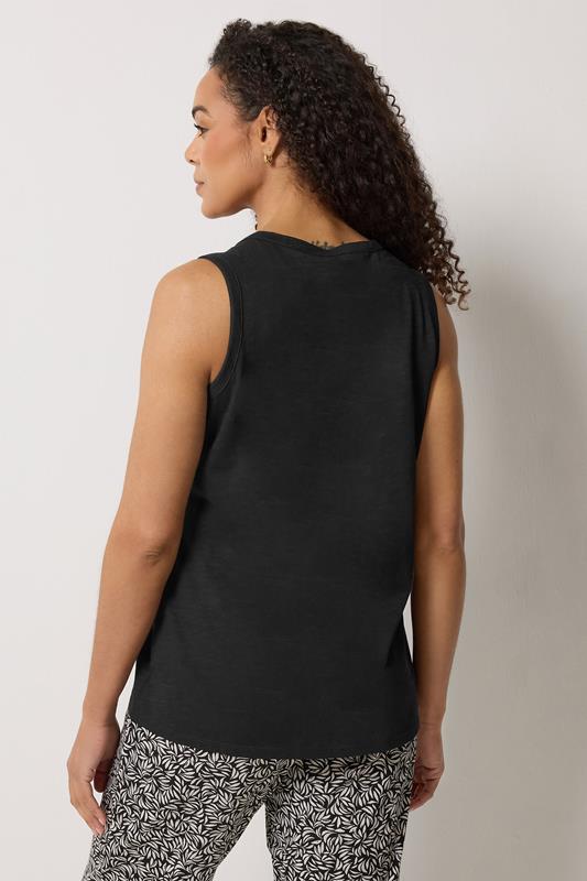 M&Co Black Cotton Sleeveless Henley Top | M&Co 2