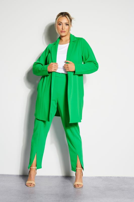 LIMITED COLLECTION Curve Bright Green Split Hem Tapered Trousers_H.jpg