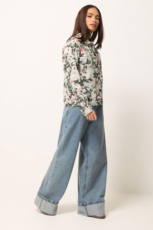 PixieGirl Petite Women's Cream Floral Denim Jacket | PixieGirl 1