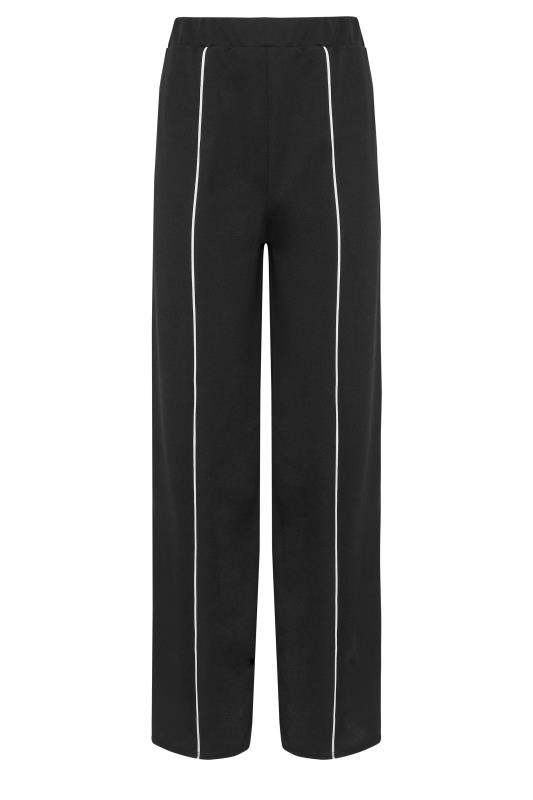 LTS Tall Womens Black Contrast Pipe Detail Wide Leg Trousers | Long Tall Sally 5