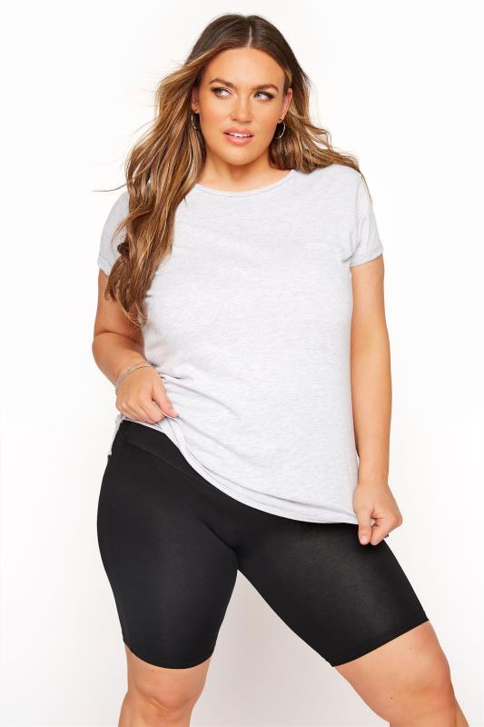 Plus Size Black TUMMY CONTROL Soft Touch Cycling Shorts | Yours Clothing 1
