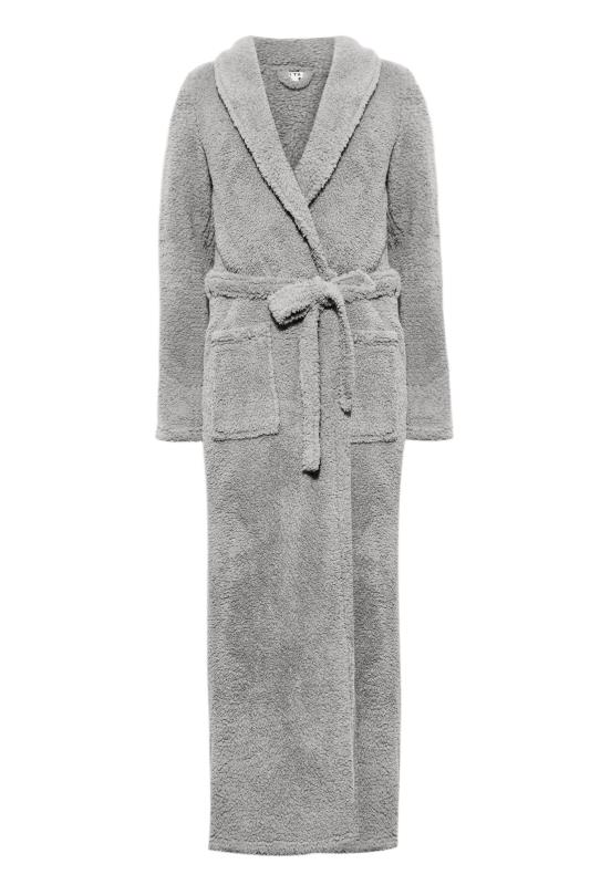 LTS Tall Women's Grey Borg Fleece Maxi Dressing Gown | Long Tall Sally 7