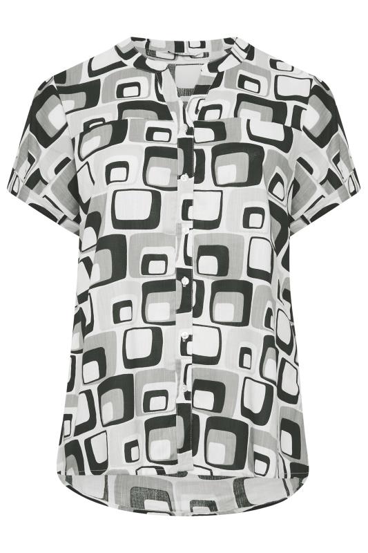 YOURS Curve Black Abstract Print Button Through Shirt | Yours Clothing 6