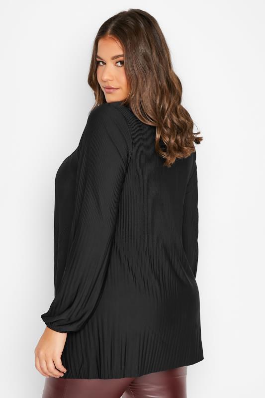 Curve Plus Size Black Long Sleeve Pleated Swing Top | Yours Clothing 3