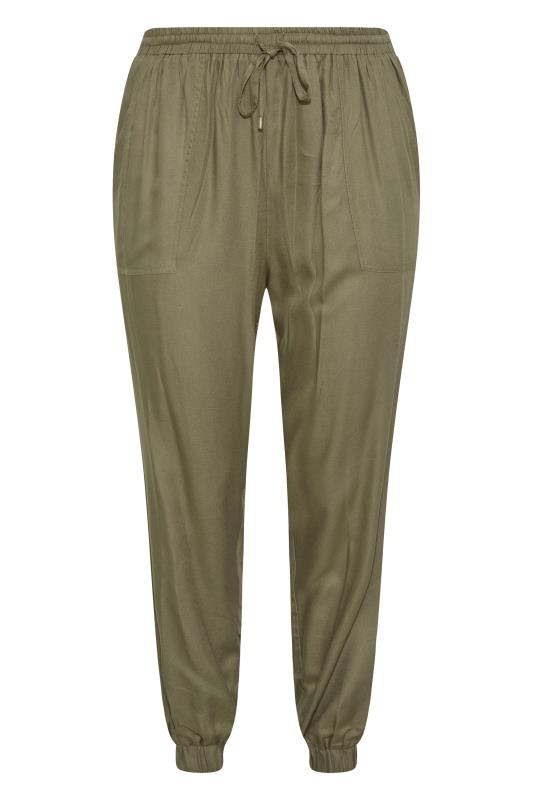Plus Size Khaki Green Cuffed Joggers | Yours Clothing 5