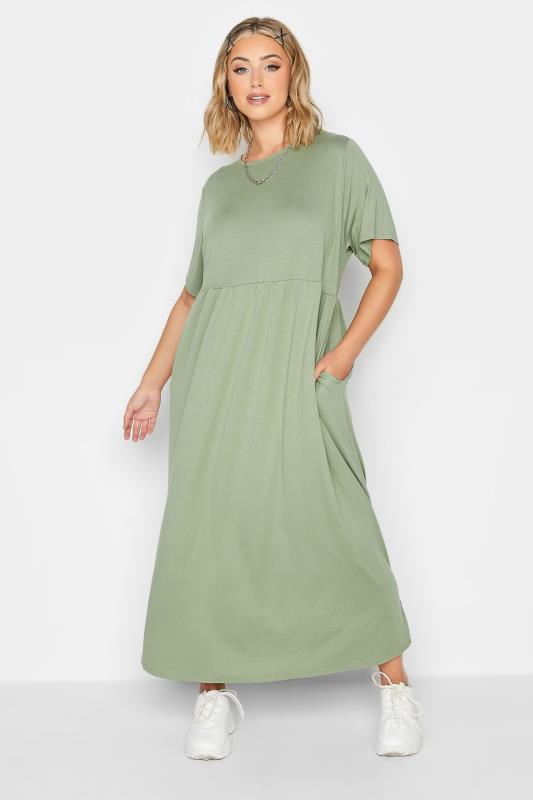 Plus Size  LIMITED COLLECTION Curve Light Green Pocket Maxi Dress