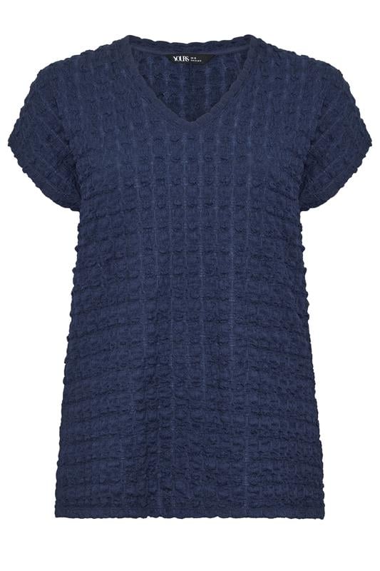 YOURS Plus Size Navy Blue Bubble Textured T-Shirt | Yours Clothing 5