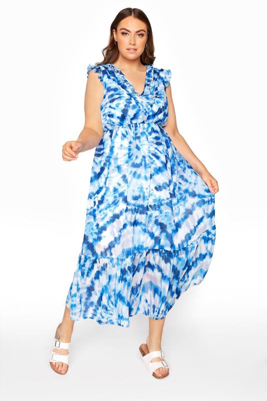 Blue Tie Dye Midaxi Dress | Yours Clothing