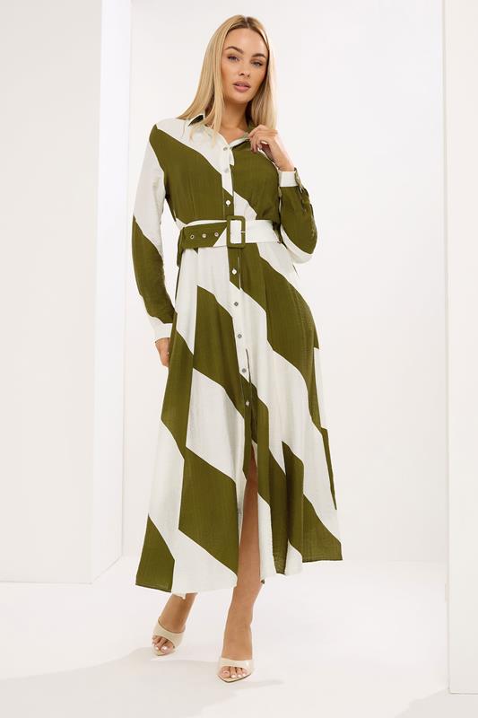  STAR – Hemdkleid in Khaki mit Streifen