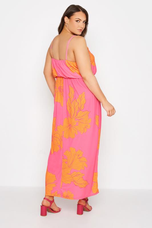 YOURS LONDON Curve Hot Pink Tropical Cami Maxi Dress 3