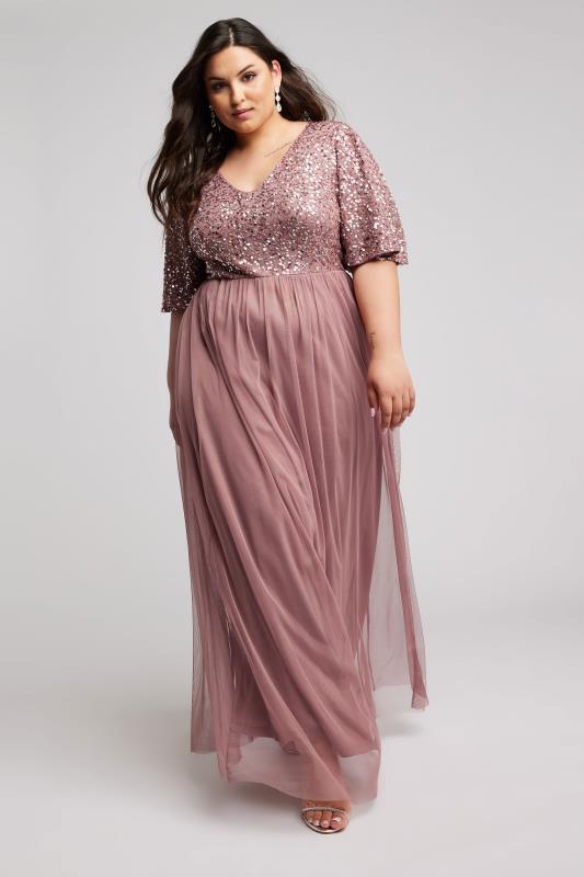 Plus Size  LUXE Curve Pink Embellished Maxi Dress