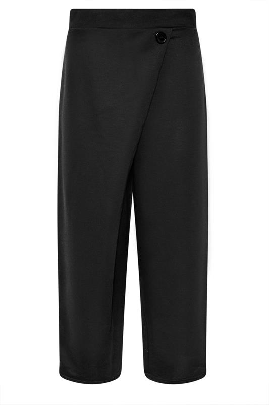 PixieGirl Petite Women's Black Jersey Wrap Wide Leg Trousers | PixieGirl 4