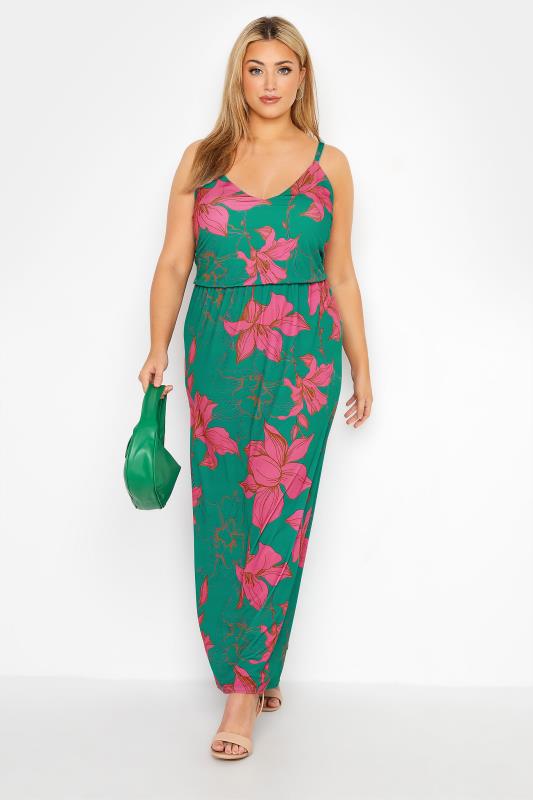 YOURS LONDON Curve Green Tropical Cami Maxi Dress 1