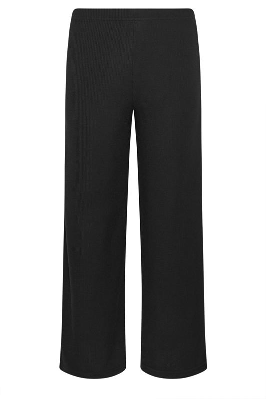 M&Co Petite Black Ribbed Wide Leg Trousers | M&Co 6