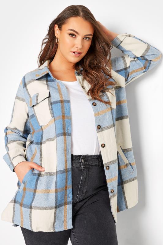  dla puszystych LIMITED COLLECTION Curve Blue Checked Shacket
