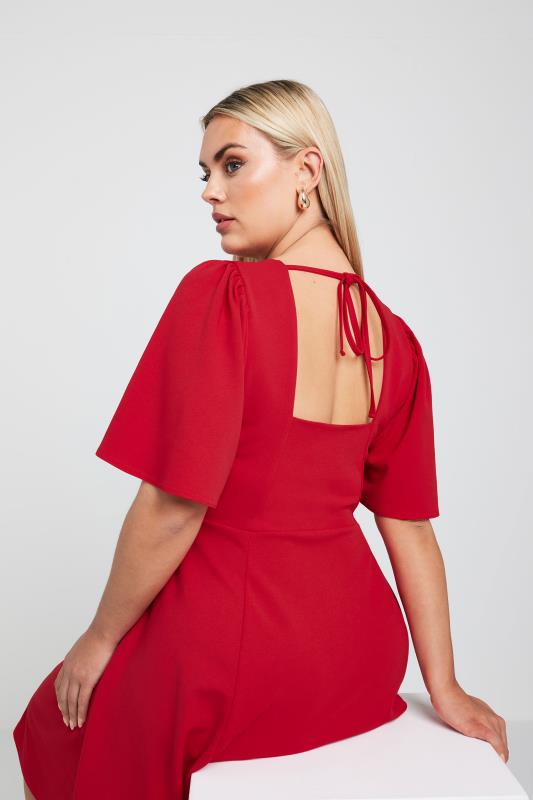 LIMITED COLLECTION Plus Size Red Angel Sleeve Mini Dress | Yours Clothing 2