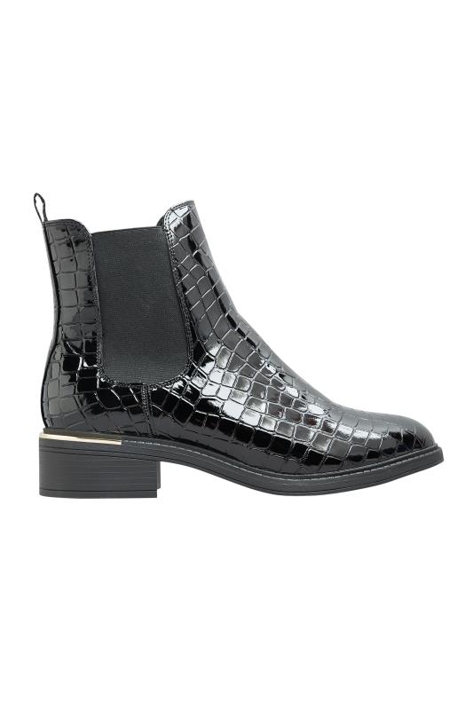 LIMITED COLLECTION Black Leather Look Heeled Chelsea Boots In Wide E Fit 7