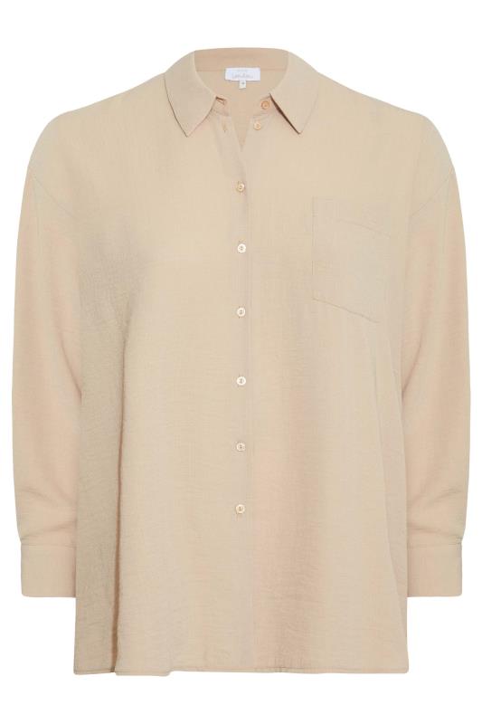 YOURS LONDON Plus Size Beige Brown Oversized Satin Shirt | Yours Clothing 6