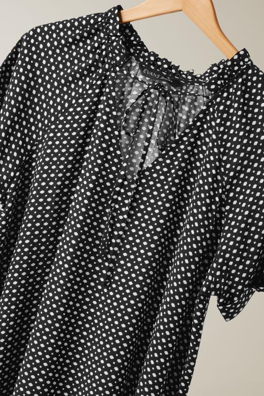 EVANS Plus Size Black Dot Print Tie Neck Blouse | Evans 7