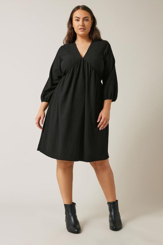 EVANS Plus Size Black Crepe Midi Dress | Evans 2