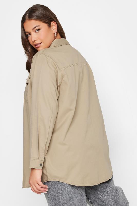 YOURS Plus Size Beige Brown Utility Shacket | Yours Clothing 5