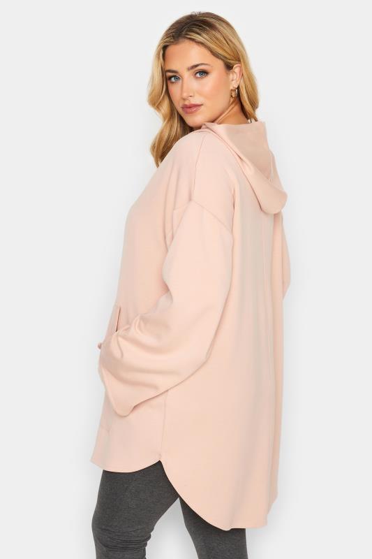 YOURS LUXURY Plus Size Light Pink V-Neck Jersey Hoodie | Yours Clothing 5