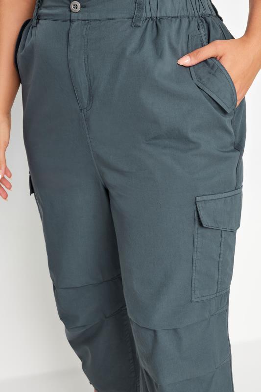 YOURS Plus Size Grey Cargo Cropped Trousers | Yours Clothing 4