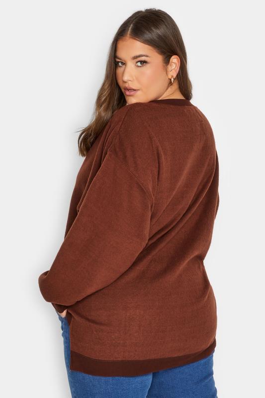 Plus Size Brown Soft Touch Fleece Sweatshirt | Yours Clothing 3