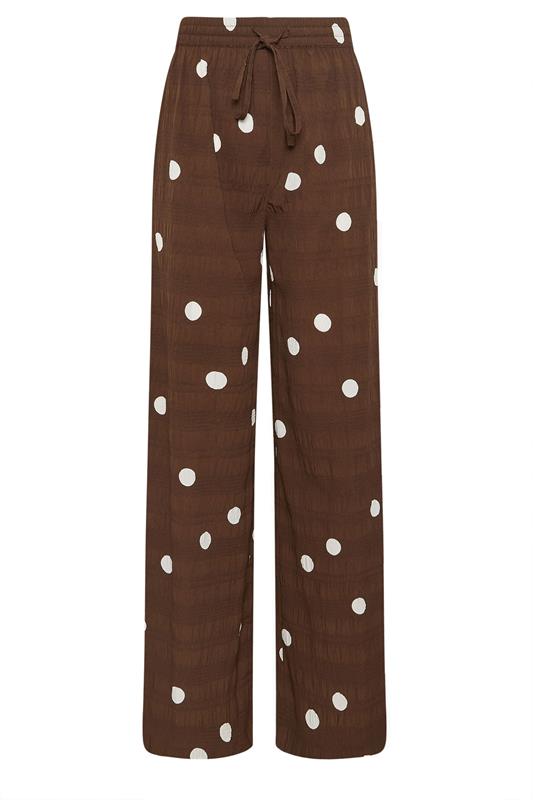 LTS Tall Women's Chocolate Brown Polka Dot Wide Leg Trousers | Long Tall Sally 5