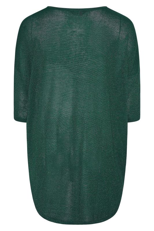 Plus Size Curve Green Glitter Drop Shoulder Knitted Top | Yours Clothing 6