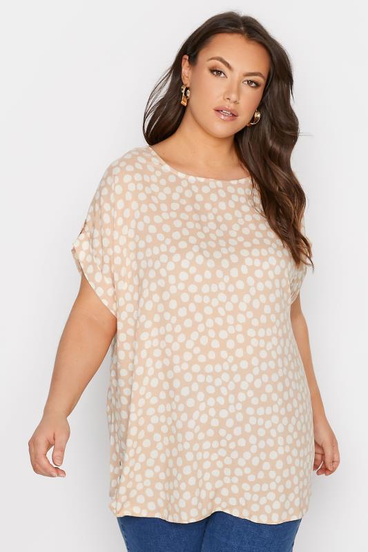 Plus Size Pink Polka Dot Top | Yours Clothing 1