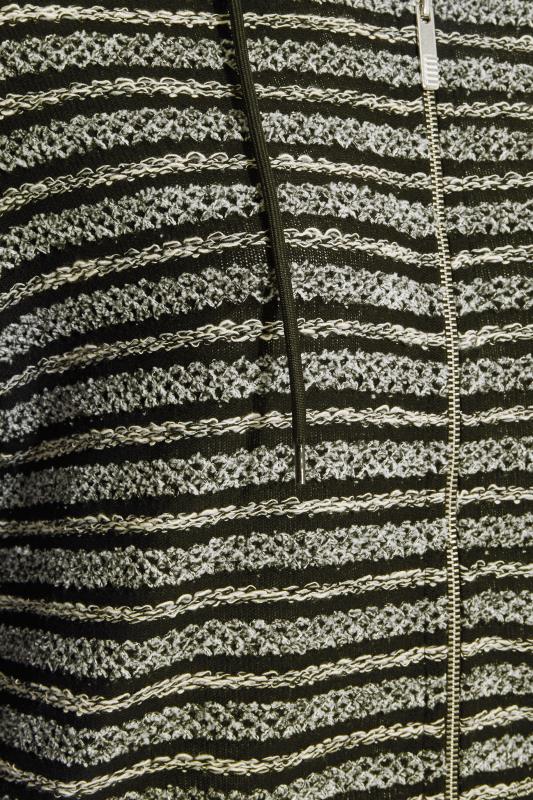 Curve Black Stripe Zip Through Knitted Cardigan 5