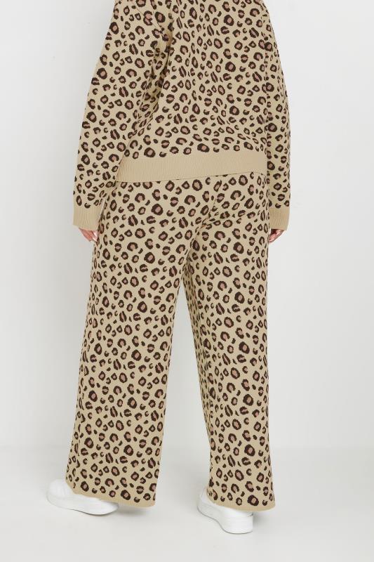 LIMITED COLLECTION Plus Size Natural Brown Leopard Print Wide Leg Trousers | Yours Clothing  3