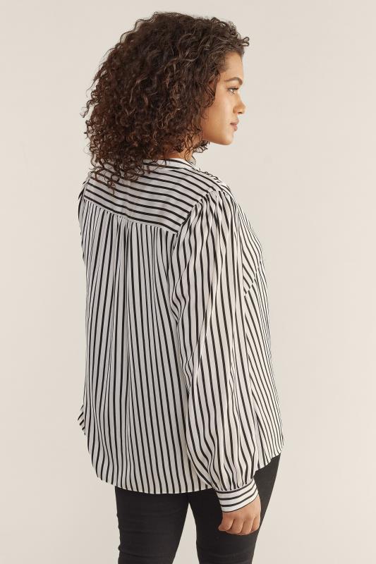EVANS Plus Size Black & Ivory White Striped Blouse | Evans 4