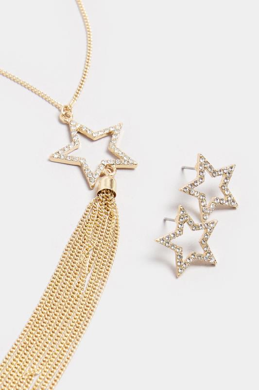 Gold Tone Star Necklace & Earrings Set 3