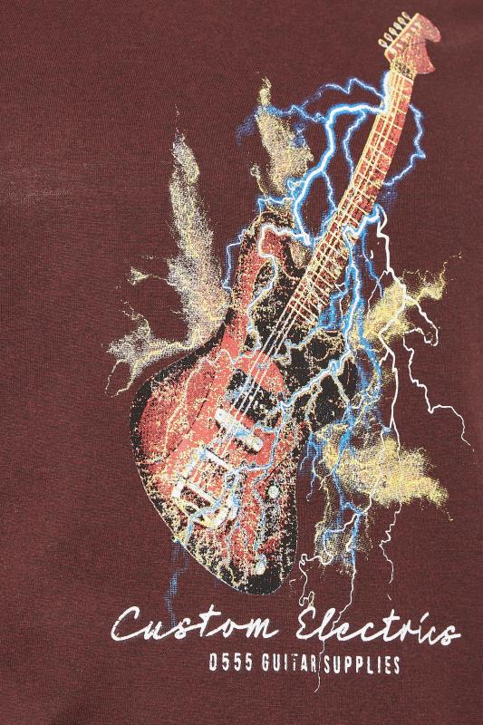 D555 Big & Tall Burgundy Red Lightning Bolt Guitar Print T-Shirt | BadRhino 2
