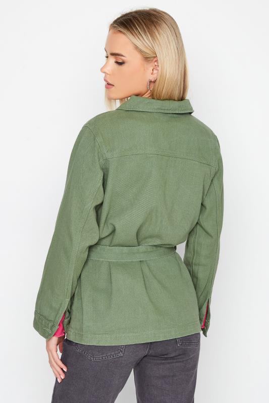 Petite Khaki Green Belted Utilty Jacket | PixieGirl 3