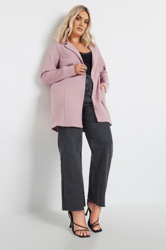 YOURS Curve Plus Size Dusky Pink Longline Blazer Yours Clothing