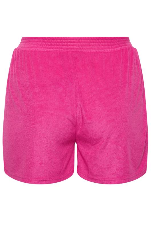 YOURS Plus Size Pink Towelling Beach Shorts | Yours Clothing 5