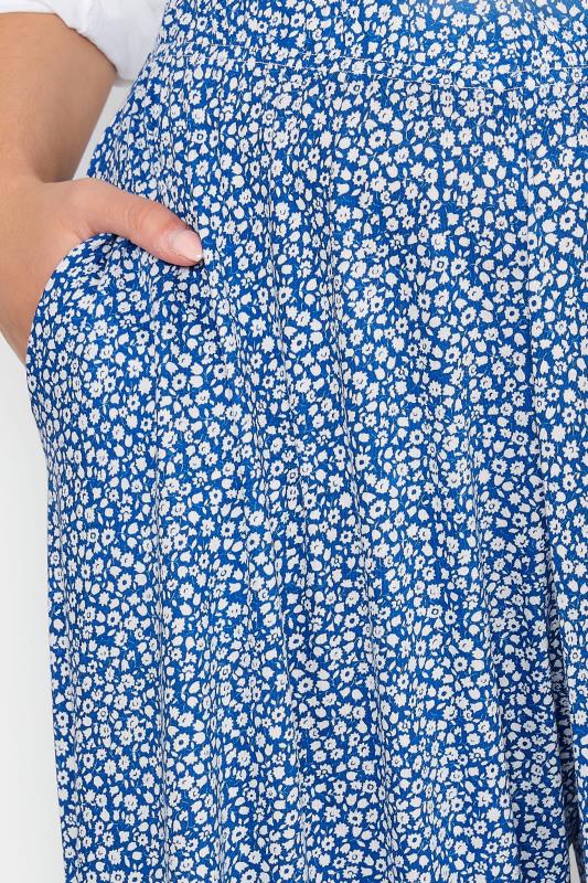 LIMITED COLLECTION Plus Size Blue Ditsy Print Extra Wide Leg Culottes | Yours Clothing  4