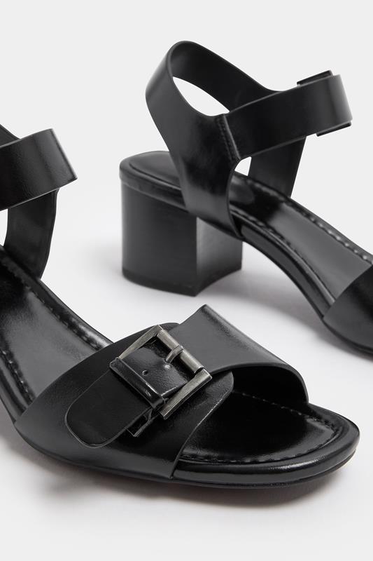 LTS Black Buckle Block Heel In Standard Fit | Long Tall Sally 6