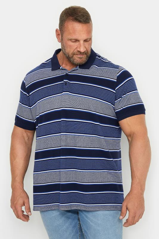 BadRhino Big & Tall Blue Multi Stripe Polo Shirt | BadRhino 2