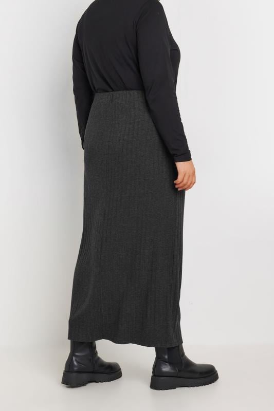 YOURS Plus Size Grey Ribbed Maxi Tube Skirt | Yours Clothing 2