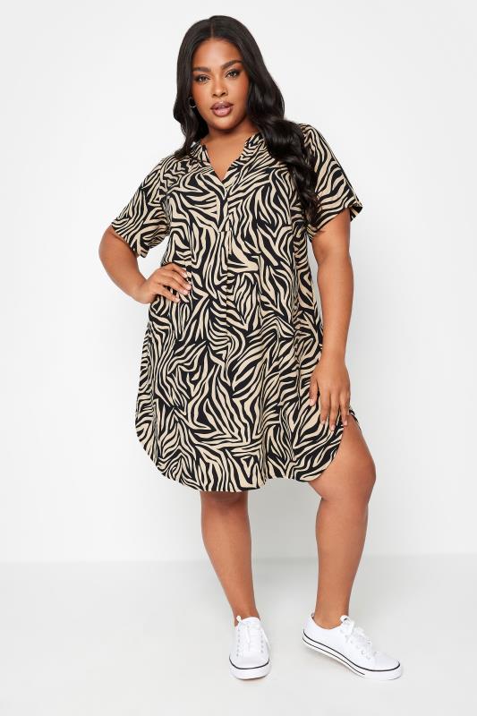 Plus Size  Yours Curve Black Zebra Print Tunic Dress